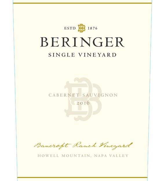 2016 Beringer Bancroft Ranch Howell Mountain Cabernet Sauvignon Front Label