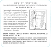 2016 Hewitt Vineyard Double Plus Rutherford Cabernet Sauvignon Back Label, image 3